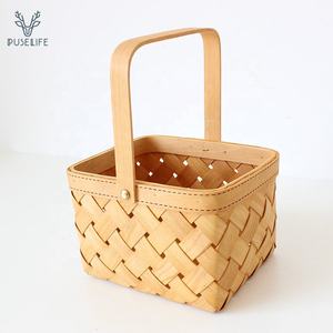 Cesto Portaoggetti Ecologico in <span class=keywords><strong>Vimini</strong></span> per Picnic, Frutta, Verdura, <span class=keywords><strong>Pane</strong></span>, in Legno e Rattan Intrecciato - Product Image 2