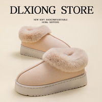 Chaussons d'hiver unisexes à semelle épaisse, rehaussants, en peluche, pour la maison, bottes de neige montantes antidérapantes pour l'extérieur, automne-hiver, chaudes