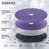 Disque de ponçage céramique violet KEEMO 125-150 mm auto-agrippant, grains 60-2000, pour polissage automobile et nautique, vente en gros usine, OEM