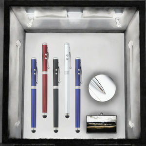 Stylo multifonction 4-en-1 à logo métallique, stylo bille, lumière LED, laser infrarouge, toucher doux, lumière UV médicale, vente chaude - Product Image 4