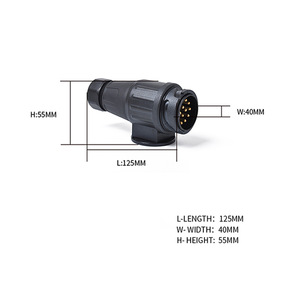 Conector de remolque impermeable de 13 pines y 12V, macho, de plástico negro con contactos dorados, estándar Mo-167 para luz de remolque - Product Image 5