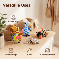 Porte-clés en peluche zèbre amusant avec gros derrière, rayures colorées, breloque de sac en peluche, pendentif de sac à dos unique et doux pour la décoration