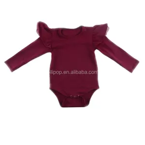 Tamil Girl Baby Names Nouveau-né Russet Red Long Wing Flutter Sleeve One Piece Romper Premium Organic Chiffon Pearl Lap Body