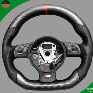 เก่าสำหรับ <span class=keywords><strong>Audi</strong></span> TT TTS ttrs พวงมาลัย R8เคลือบคาร์บอนไฟเบอร์หนังสีดำปลอมแปลง - Product Image 2