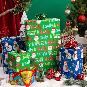 Christmas Wrapping Paper Rolls 17x120in 42.5sqft Colorful Santa Snowmen Deer Design Double Side Art Paper Gift Wrap Set - Product Image 2