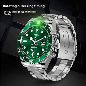 Phổ biến cao cấp màu xanh lá cây nước ma thể thao thông minh đồng hồ IPS hiển thị BT quay số cuộc gọi IP67 thép không gỉ IOS sạc từ tính - Product Image 5