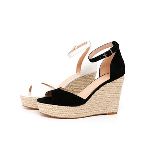Sandali da donna con plateau Casual alla moda estivi a gambo aperto <span class=keywords><strong>espadrillas</strong></span> juta con fibbia alla caviglia e <span class=keywords><strong>zeppa</strong></span> - Product Image 2