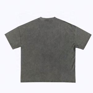 Custom Men's Vintage T-Shirts Acid Washed Distressed Oversized 100% Cotton Regular Fit Luxury Blank Solid Pattern Knitted O-Neck - Product Image 2