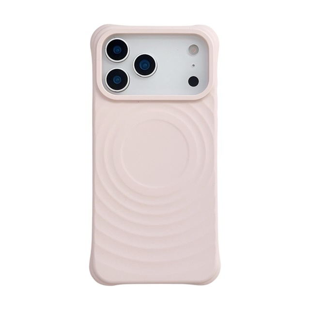 Magnetic Liquid Silicone Plain Design iPhone Case for 17 Pro Max with Wave Pattern Full-Cover Drop-Resistant Protection