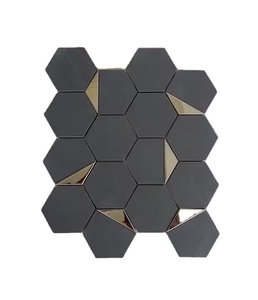 แผ่นกระเบื้องโมเสคเซรามิก PVD หกเหลี่ยมสีเงิน73มม. พื้นผิวมันวาวเคลือบด้านหรูหรากระเบื้องผนังภายในสำหรับห้องน้ำ - Product Image 1