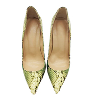 Chaussures à talons hauts pour femmes, bout pointu, imprimé serpent vert, en cuir PU, style stiletto, pour soirée