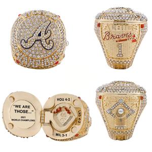 Ventes chaudes MLB <span class=keywords><strong>Atlanta</strong></span> Braves Champion Baseball Championship Ring, bague de championnat de baseball personnalisée en gros, bijoux plaqués or de haute qualité pour les fans de sport - Product Image 1