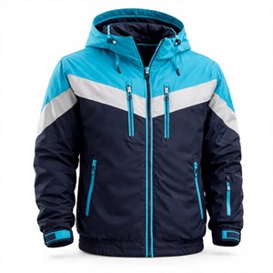 Chaqueta Acolchada Casual para Hombre con Bloques de Color, Cierre de Cremallera, Impermeable, Estilo Deportivo de Invierno, Exterior de Nailon/Poliéster, Logotipo Frontal - Product Image 1