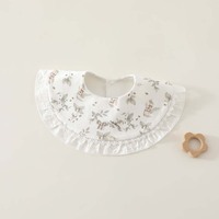 3 Pack Baby Bibs | Watercolor Print Drool Bibs with Lace Ruffle | Deer Botanical Floral | Snap Closure Newborn