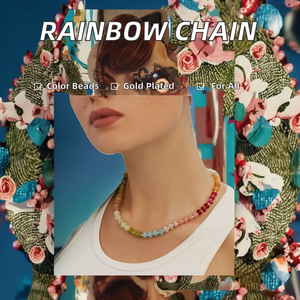 สร้อยคอโซ่ปรับระดับได้ Zooying ประดับลูกปัดหินเทียมสีรุ้ง สไตล์โบฮีเมียน สร้อยคอหลายชั้น ดีไซน์ทันสมัย เหมาะเป็นของขวัญ - Product Image 3