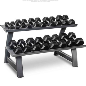 Nhà Máy Bán buôn lục giác gang cao su quả tạ Unisex thiết bị tập thể dục nhà tập thể dục bền tráng HEX quả tạ với giá đỡ - Product Image 5