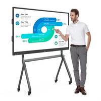 Écran plat interactif LCD 4K à double système tactile 40 points, tableau blanc intelligent 55-110 pouces, Android 14.0, caméra 48MP, 120Hz, 32 Go