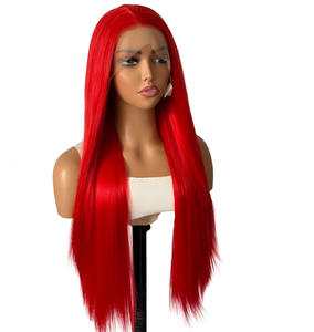 Perruques synthétiques en dentelle frontale en gros avec cheveux résistants à la chaleur haute définition, fibres synthétiques brillantes, perruques sans colle pour femmes - Product Image 4