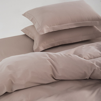 Ensemble de literie 4 pièces de haute qualité en coton 100% certifié OEKO-TEX, couleur unie, 50S, fibres longues, avec surpiqûres pour hôtel et maison