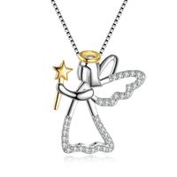 Nouvelle arrivée 925 Sterling Silver Cable Chain Blue Crystal Ballet Dancer Girl Ballerina Necklace