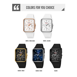 Montre chronographe carrée pour homme, bracelet en silicone de luxe, montre à quartz étanche 30M, montres en gros - Product Image 3