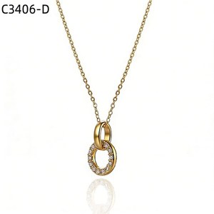 Collar con Colgante Amy Amy de Moda, Acero Inoxidable, Circonita Cúbica, Bañado en Rodio, Joyería Minimalista para Mujer, Regalo para Uso Diario - Product Image 2
