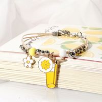 Cuerda de cuerda trenzada mexicana hecha a mano con Margarita, manzana, cereza, limón, charm, pulsera, joyería para jóvenes, venta al por mayor