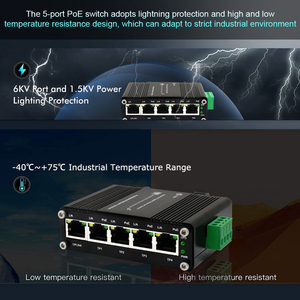 Mini công nghiệp 12-48VDC 5-<span class=keywords><strong>Port</strong></span> Ethernet chuyển đổi <span class=keywords><strong>4</strong></span>-<span class=keywords><strong>Port</strong></span> 10 100 1000Base-T 802.3at <span class=keywords><strong>PoE</strong></span> + <span class=keywords><strong>1</strong></span>-<span class=keywords><strong>Port</strong></span> 10 100 1000t - Product Image 6