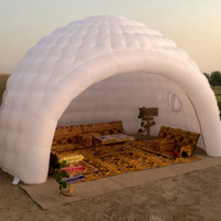 Tente de pique-nique gonflable en forme de dôme igloo blanc avec éclairage LED intégré pour les événements de camping en plein air, les fêtes, avec souffleur, garantie 1 an