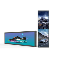 Layar LCD BOE 28 Inci 1920x360 Android 10 2GB 32GB dengan Tampilan Banner yang Dapat Disesuaikan, Remote CMS, Animasi, dan Berbasis Cloud