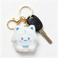 Lampe de nuit LED en silicone en forme de chat, porte-clés lumineux, pendentif portable, lumière scintillante, décoration d'intérieur, breloque de sac