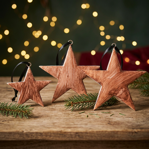 Ensemble de trois décorations suspendues en fer forgé, décoration rustique faite à la main pour la maison, pour Noël - Product Image 3