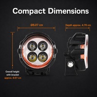 Projecteur de travail LED 20W, rond de 3,18 pouces, blanc ambre bicolore, IP67, 10-30V DC 12V 24V, pour camion, tout-terrain, SUV, jaune