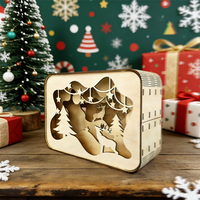 Décoration de Noël en bois découpé au laser style art populaire, multi-couches superposées, lumières LED, contreplaqué écologique, forme personnalisable