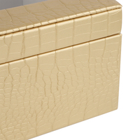 Boîte de rangement rectangulaire personnalisable en cuir de crocodile PU doré, écologique, avec couvercle transparent en PVC, organisateur de luxe pour la maison