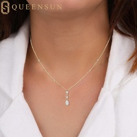 Queensun vente en gros OEM 2carats IGICertified 14K 18K or diamant cultivé en laboratoire trois pierres style, poire et princesse collier bijoux