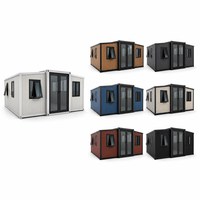 Maison préfabriquée modulaire extensible moderne à cadre noir, mini-maison de luxe, cabane de séjour en conteneur pour maison d'hôtes