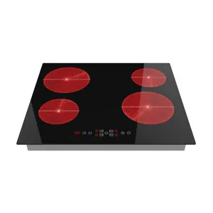 Hot Selling 6000W Booster Function Infrared 4 Burners Vitro Ceramic Cooker Hob With 4 Zones Built In Cooktop Hob