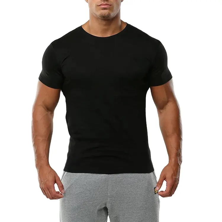 OEM fitnesswear कस्टम लोगो ब्रांड स्लिम फिट उच्च गुणवत्ता mens पतला सज्जित लघु आस्तीन जिम टी शर्ट