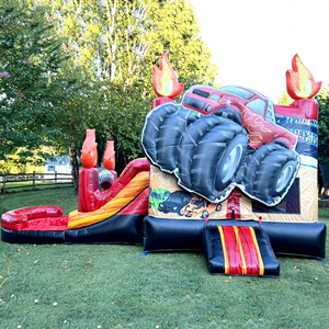 Commercial kids outdoor <b>inflatable</b> jumping bouncer monster truck combo bounce <b>house</b> slide wet or dry - Product Image 1