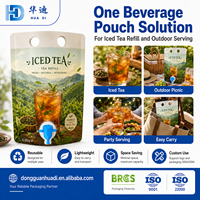 Pochette personnalisée pour thé glacé 3L, sac réutilisable à fond plat avec poignée et robinet verseur pour fournisseurs de boissons