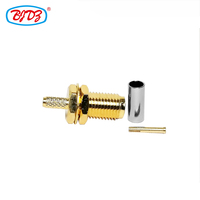 Precio de fábrica 50 Ohm SMA Hembra Jack Bulkhead Crimp para RG174 RG316 LMR100 Cable de BJR-100 de 21, Conector coaxial RF