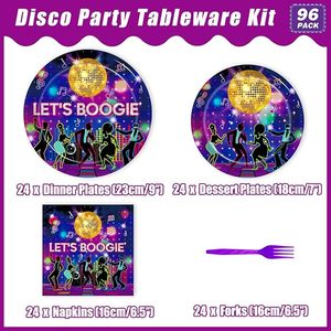 DAMAI <b>Disco</b> Party Paper Plates Set the 70s Birthday Party <b>Decorations</b> 80s 90s Dance <b>Disco</b> Theme Tableware Kit Serves 24 - Product Image 2