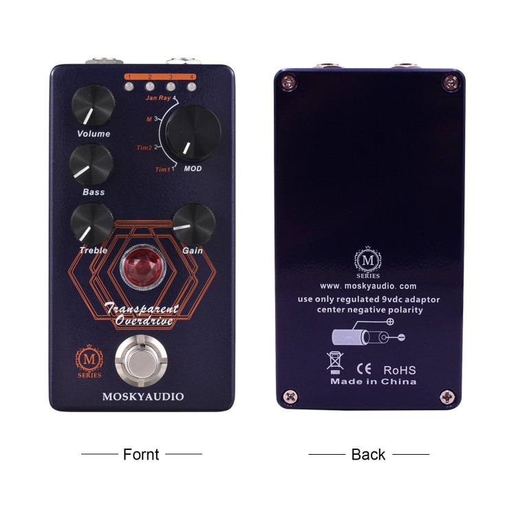 MOSKYAudio Overdrive Guitar Effect Pedal 4 Mode Switch & Volume