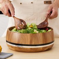 Natural House Vente en gros Bol de service en bois d'acacia avec logo personnalisé pour salade de légumes et fruits