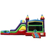Toboggan aquatique gonflable de style américain certifié CE avec toboggan frontal en marbre et souffleur pour usage commercial, taille personnalisable