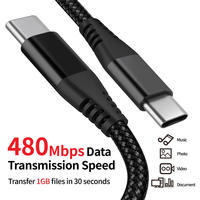 Câble USB C vers USB C 100W 5A PD Charge rapide Cordon tressé en nylon Type C Cuivre pur pour tous les ordinateurs portables, téléphones, tablettes