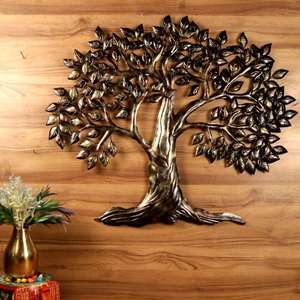 Décoration murale en métal en forme d'arbre, sculpture murale artisanale en forme d'arbre de vie marron, décoration murale moderne de grande taille pour salon et bureau - Product Image 2