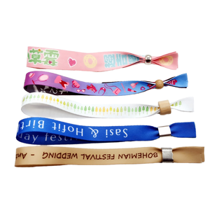Bracelets promotionnels en tissu tissé imprimés par transfert thermique avec logo personnalisé, 15 mm, pour entrée de festival et événements - Product Image 1