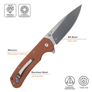 RX Mikata kaymaz sap katlanır bıçak taktik bıçak kompakt D2 çakı eğlence için Ideal seçim, iş, yürüyüş, kamp - Product Image 2